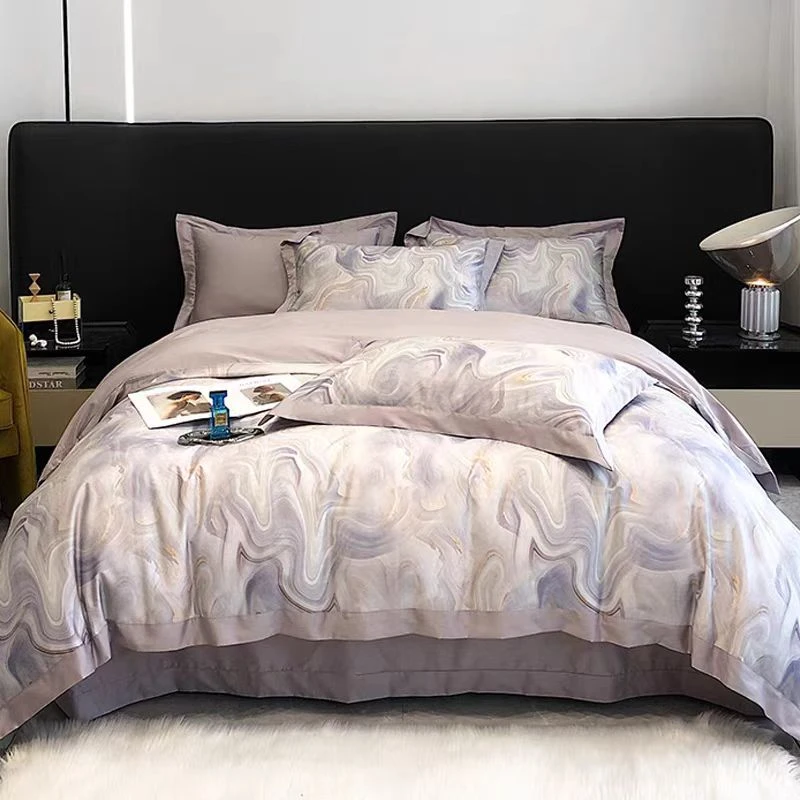 臻品 50支双股长绒棉磨毛四件套数码印花轻奢柔软秋冬时尚