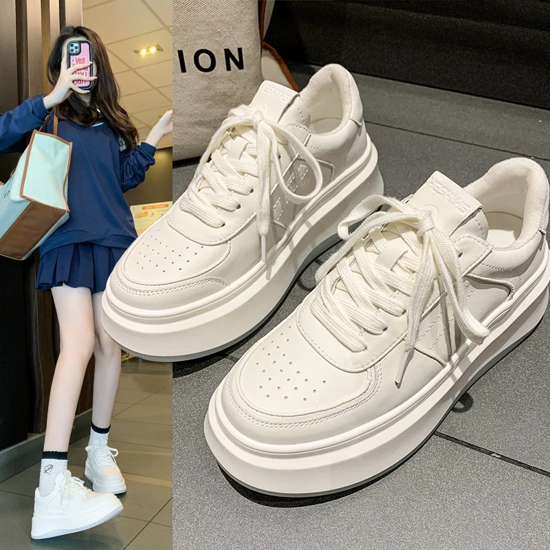 厚底小白鞋女2023春秋新款欧货松糕增高老爹运动休闲百搭小众板鞋