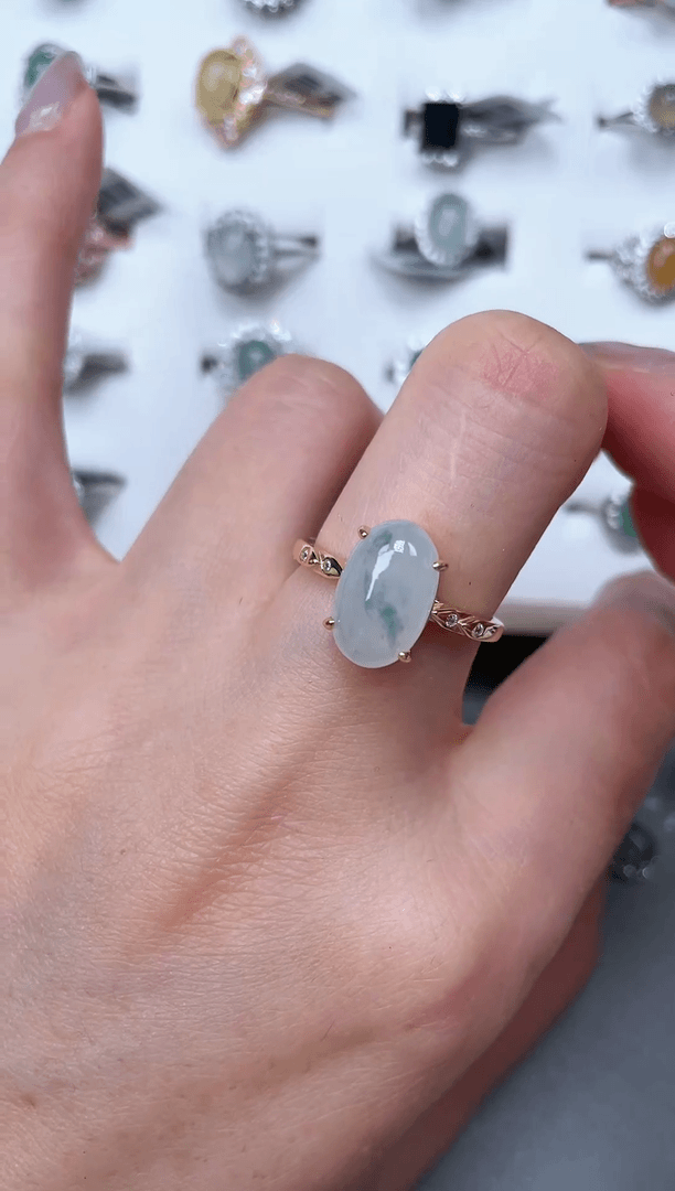 【闪购商品】翡翠戒指银S925镶嵌天然缅甸翡翠