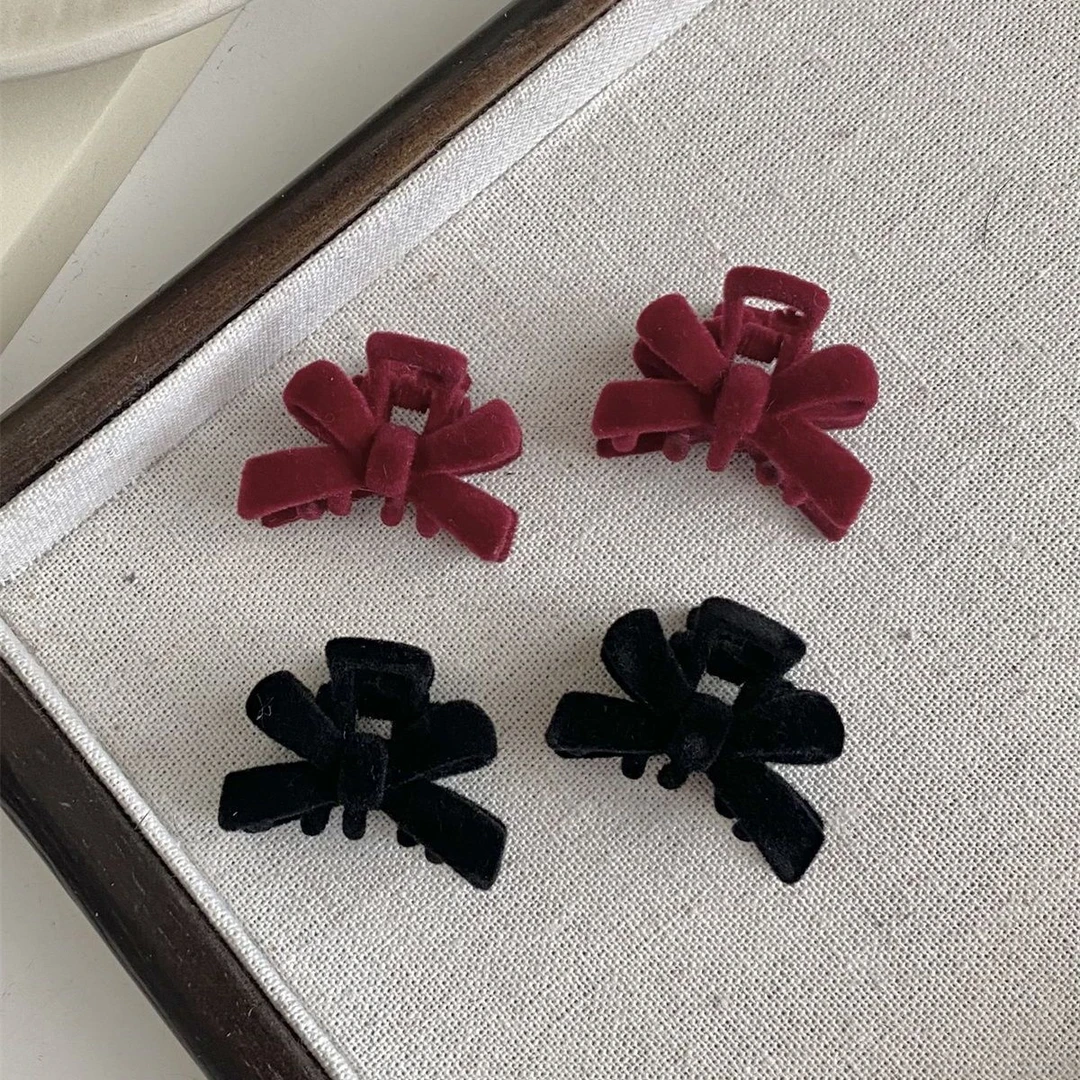 非金属发饰 高级感丝绒蝴蝶结小抓夹刘海发夹小众设计发饰女碎发