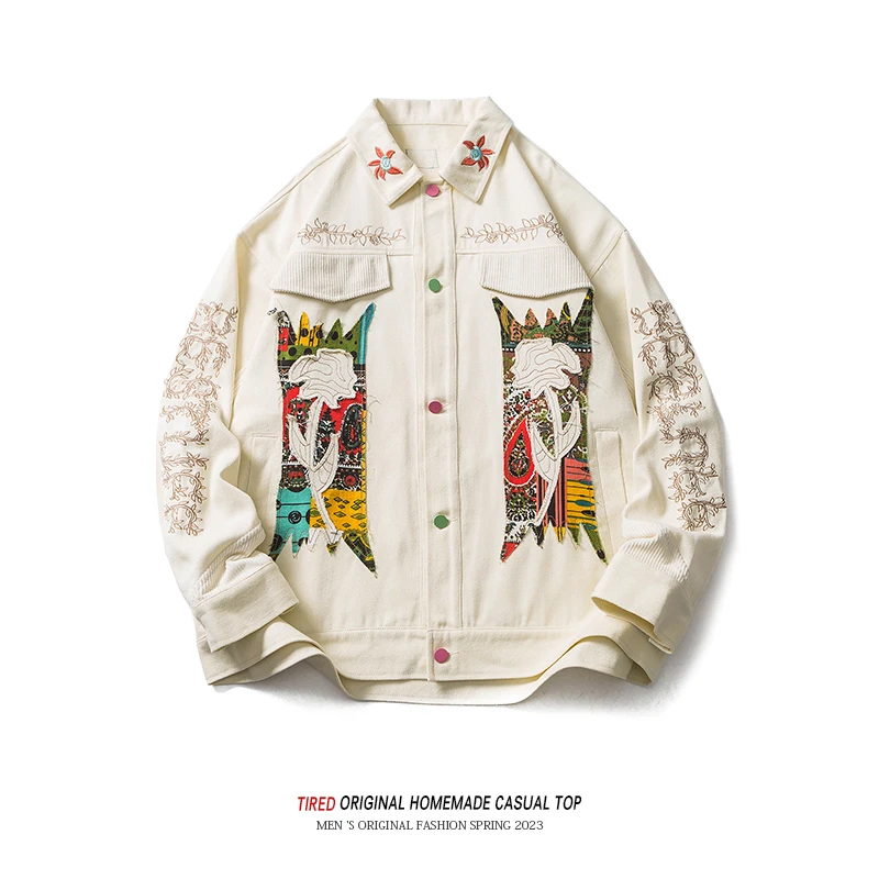 TIRED潮牌工装夹克男春秋情侣款宽松翻领上衣棒球服百搭休闲外套