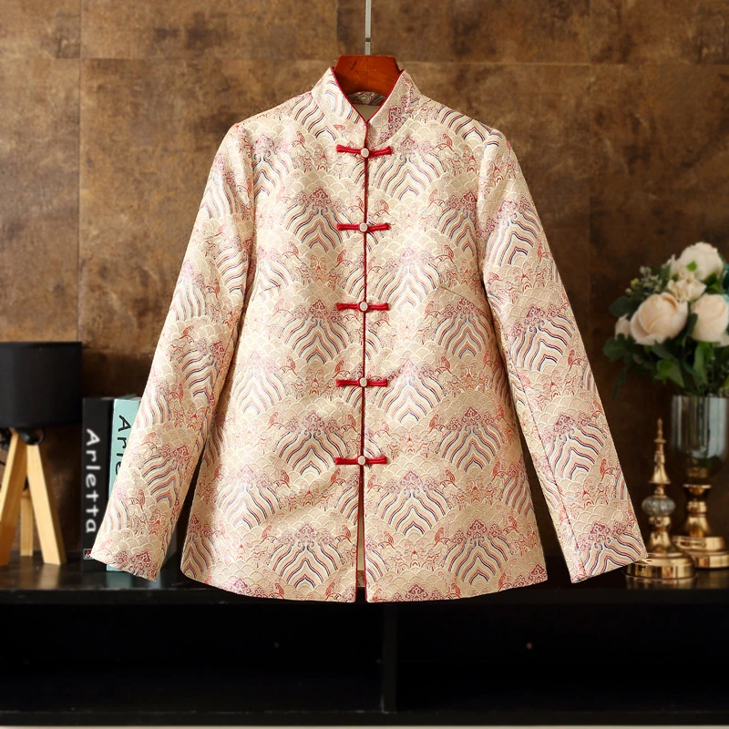 复古立领常规中老年女装老年加绒盘扣棉服秋冬修身型棉袄冬季