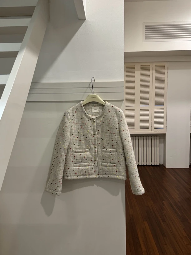 【赵小小yimao】76311 秋冬季新款小香风圆领长袖通勤含羊毛外套