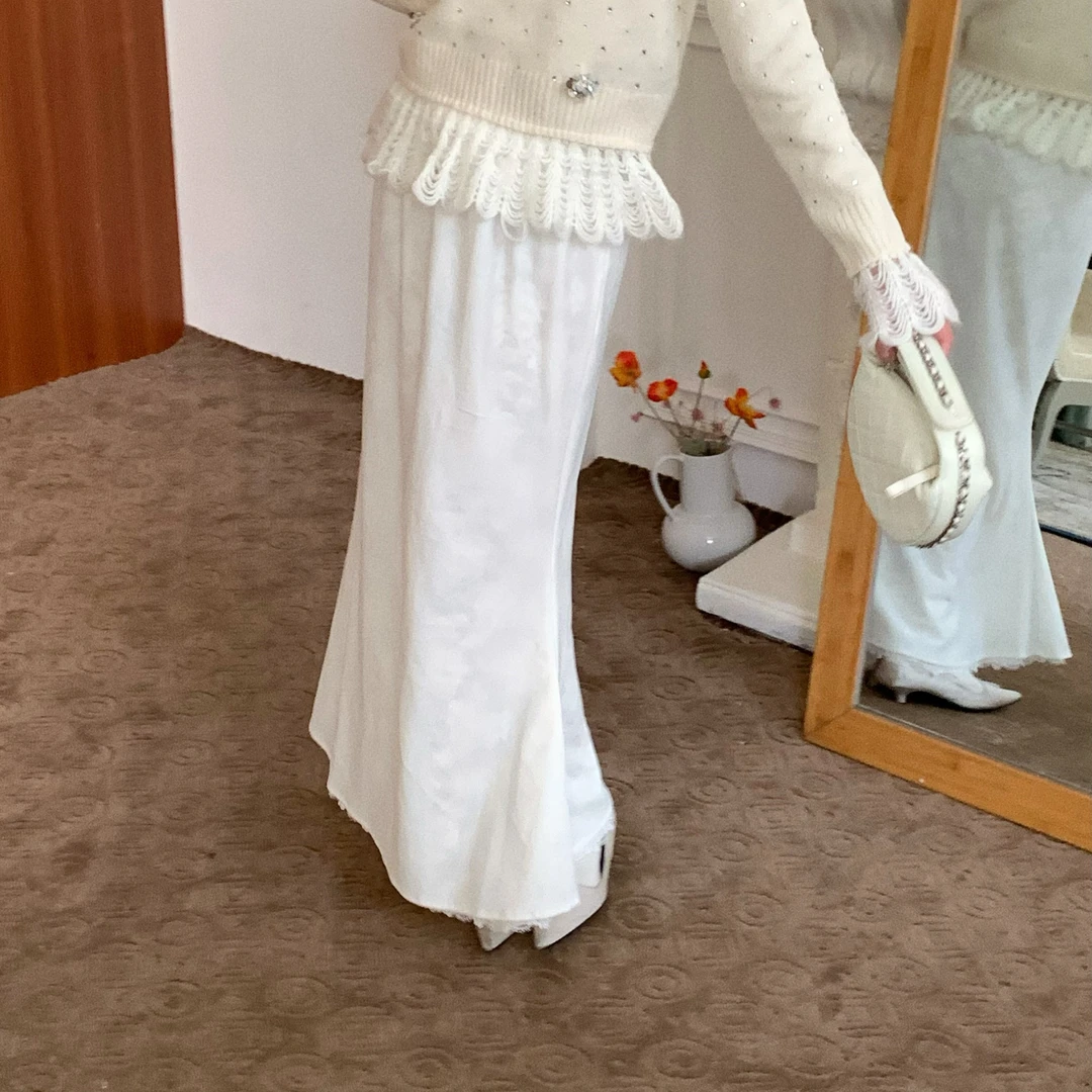 【赵小小yimao】75809 勾花蕾丝高腰显瘦百搭气质半身裙（两面可穿）