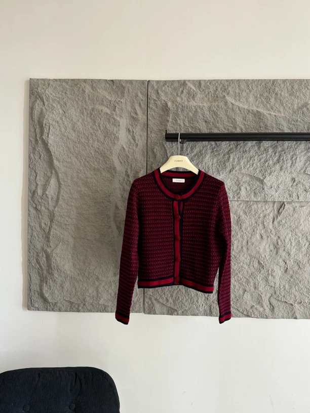 【赵小小yimao】16063 小香风开衫针织法式复古圆领毛衣甜辣上衣