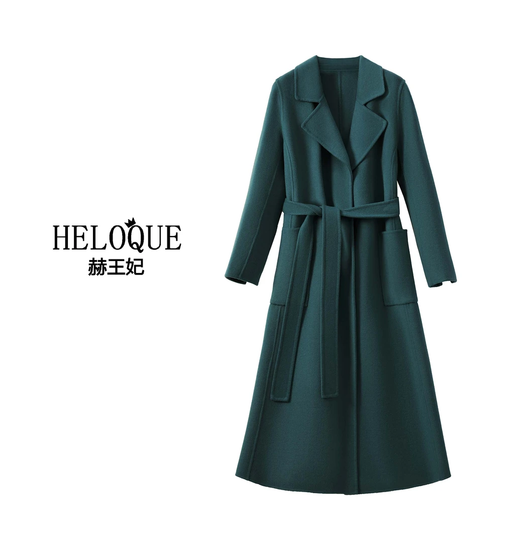 001精选款秋冬气质时尚双面女士羊毛大衣西装领长款—衣长120公分