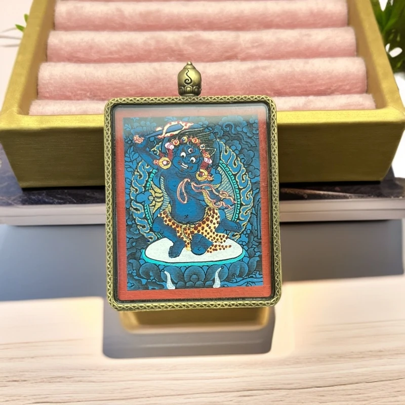 非金属布艺吊坠 纯手绘尼热贡唐卡 不动明王