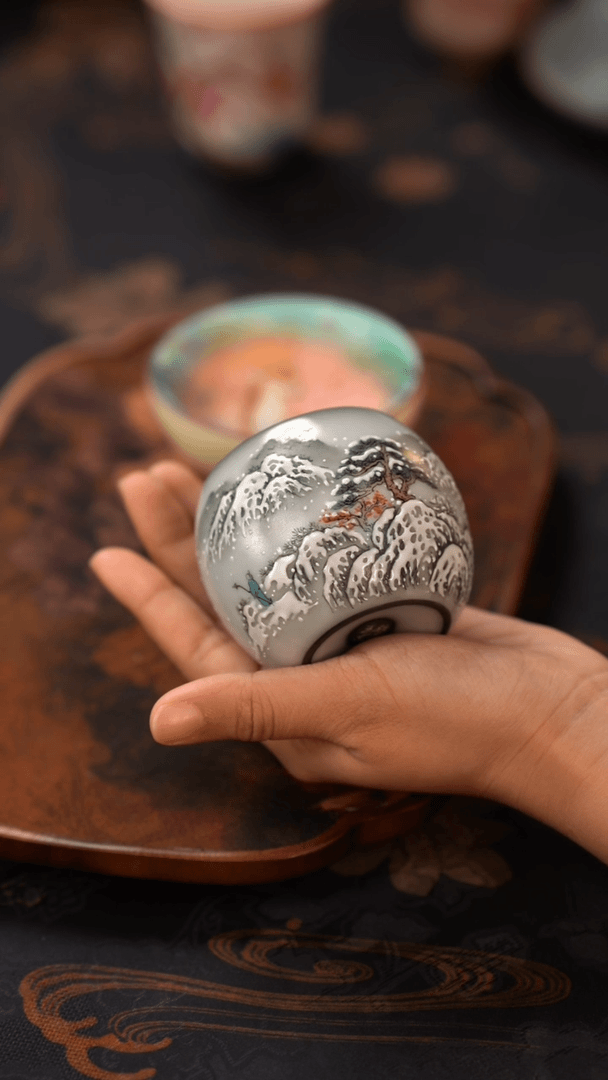 【闪购商品】瓷片精美文人雅器@@乌金雪景龙蛋