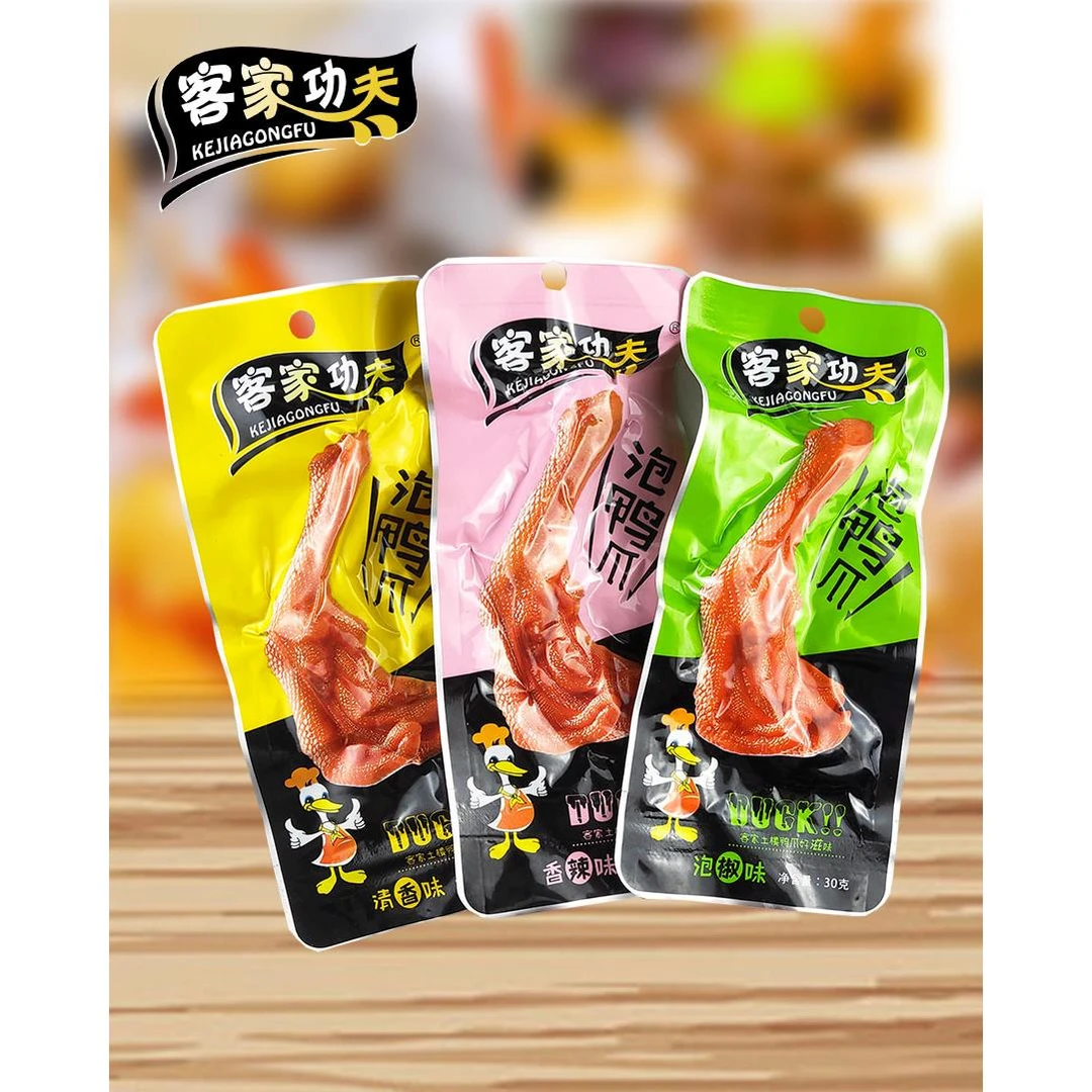客家功夫泡鸭爪福建龙岩土楼特产香辣清香卤味鸭掌办公休闲零食品