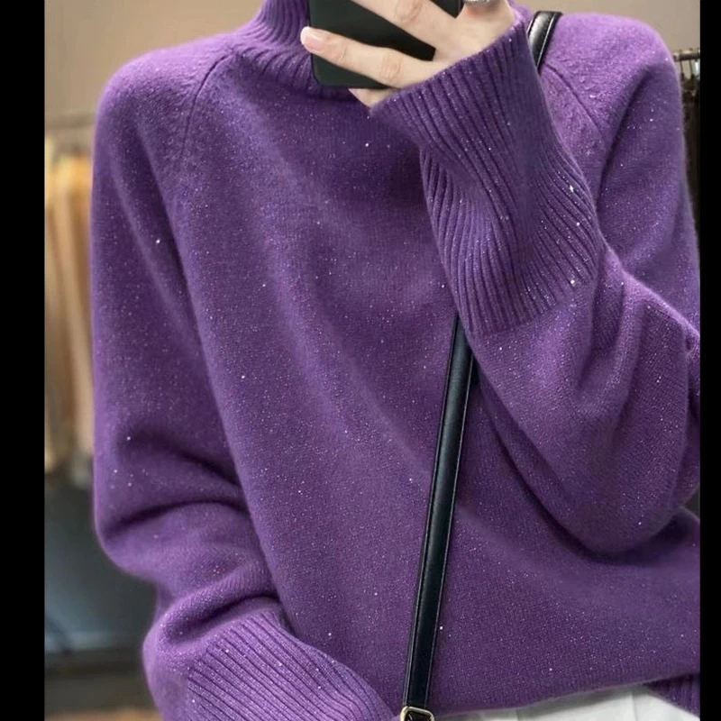 24年秋冬新款高领百搭显瘦针织衫女时尚长袖气质上衣8118