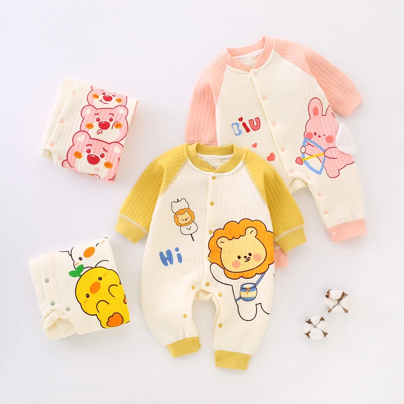 婴儿秋冬新生儿衣服连体加厚外出棉服宝宝外出服棉服外出加绒夹棉