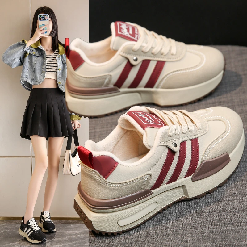 【粉丝专属】美拉德风阿甘鞋女加绒百搭复古运动鞋2023年秋冬季新款