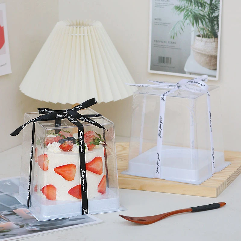 加高透明防雾网红蛋糕包装盒3/4寸方形千层慕斯切件西点打包盒子