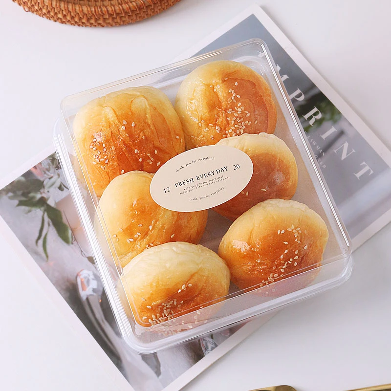 一次性餐包打包盒梯形底托透明吸塑盒早餐面包酥饼类烘焙包装