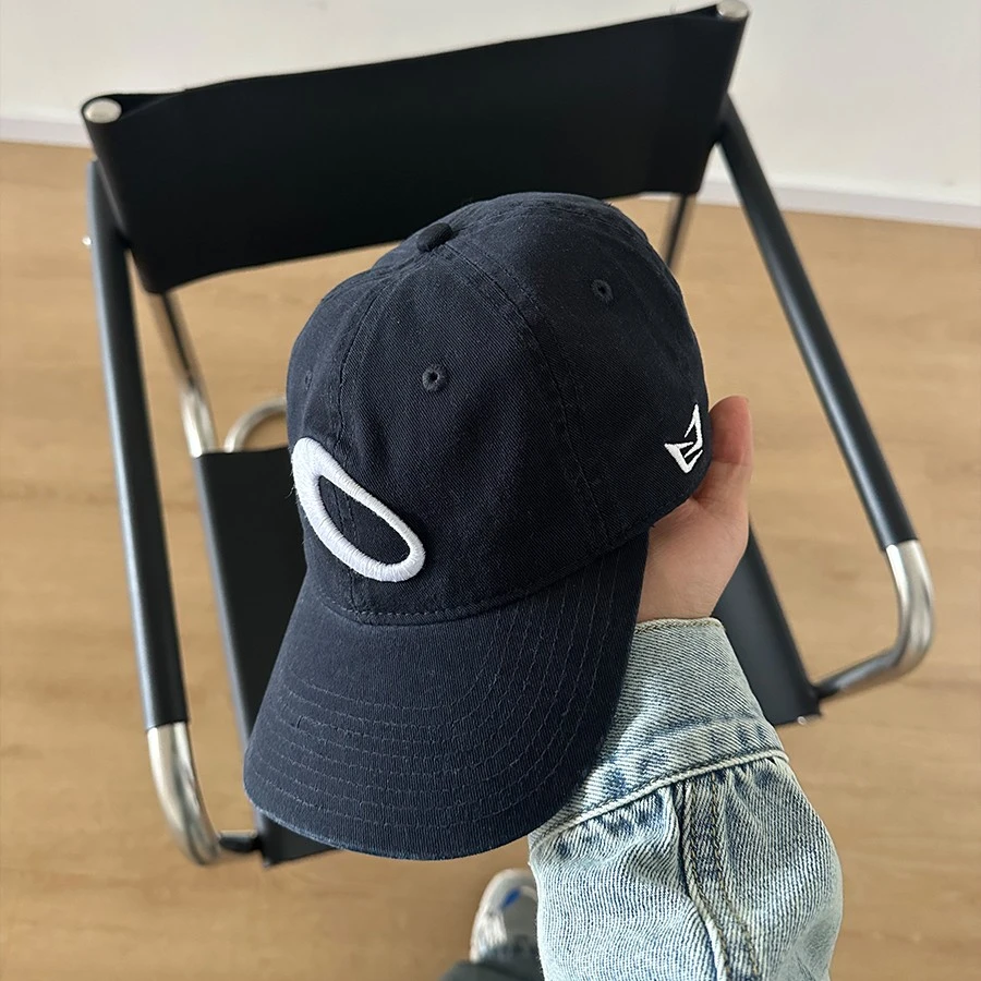 vulcan美式做旧字母刺绣LOGO水洗黑色鸭舌帽弯檐帽男女休闲软顶