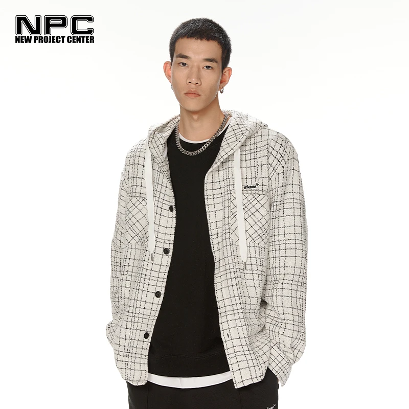 NPC潮牌胸前大口袋小香风落肩春秋连帽宽松衬衫男女同款NP28SH60