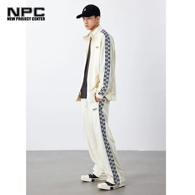 NPC潮牌侧边老花拼接拉链运动套装休闲情侣立领男士针织NP27TJ27
