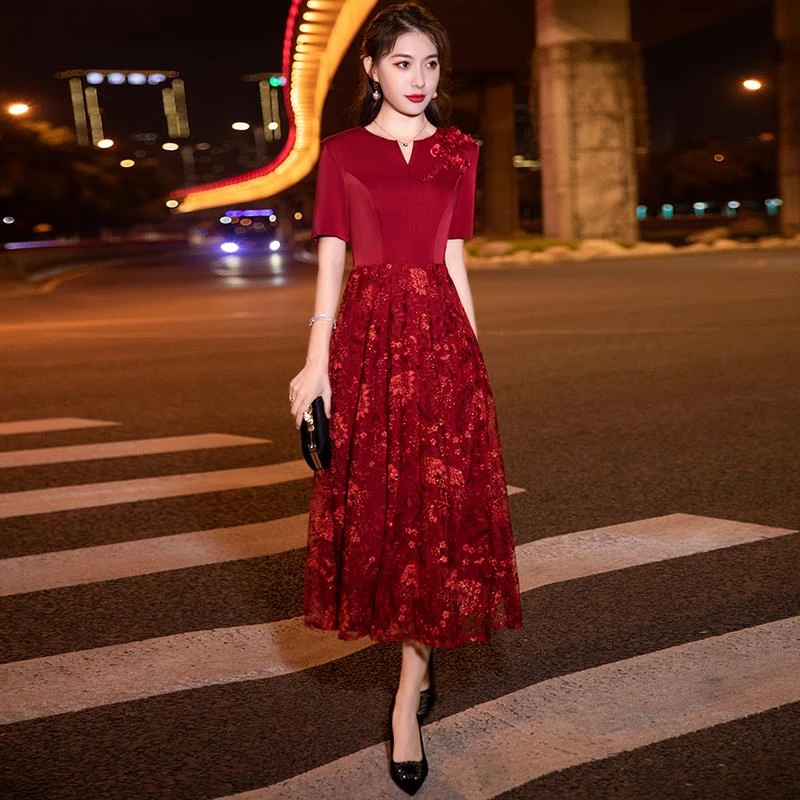 中年妈妈装婚宴晚礼服女2025新款高端气质宴会喜婆婆裙夏季高级感