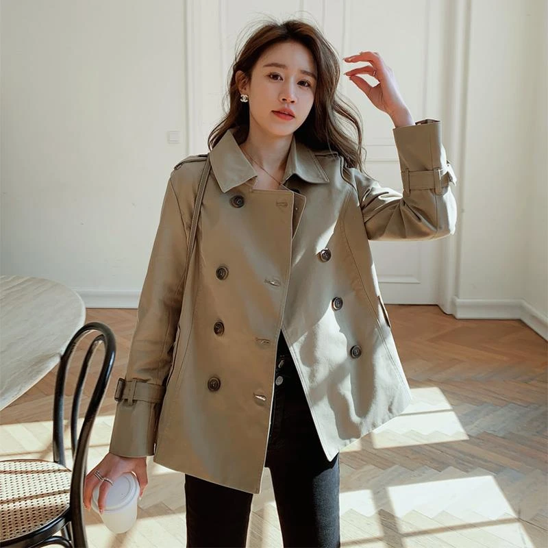 卡其色短款风衣外套女小个子2026新款春秋韩系高级感休闲上衣大衣