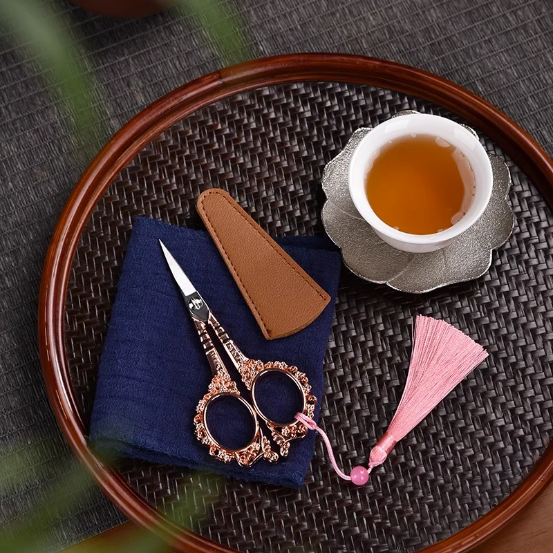 茶道用品红茶叶包剪家用线头绣花剪复古手工剪茶具配件迷你小剪刀