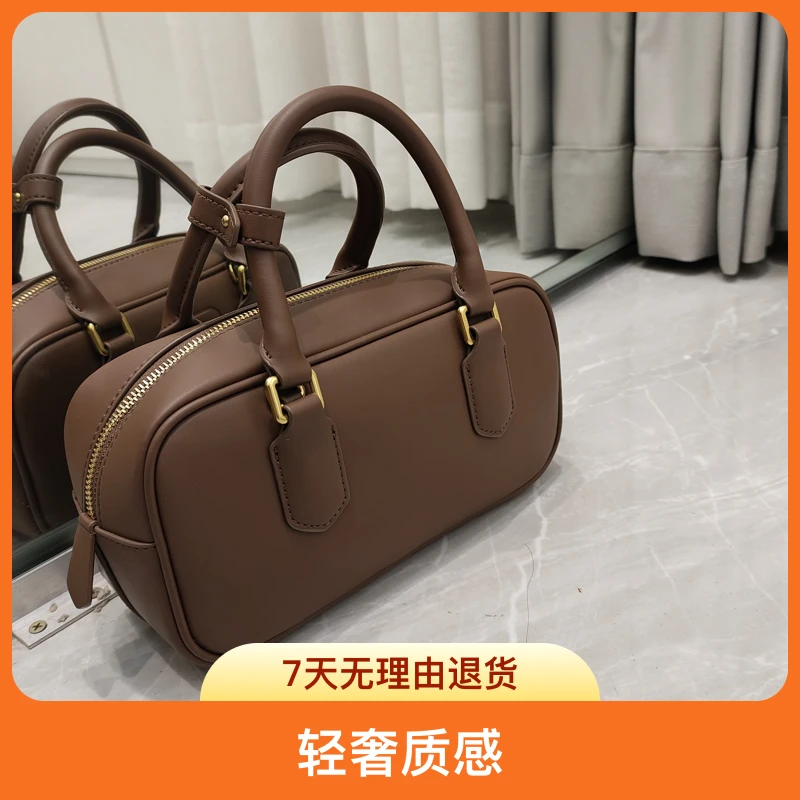 23新款保龄球包小众真皮时尚百搭女士手提单肩斜挎包轻奢质感肩包