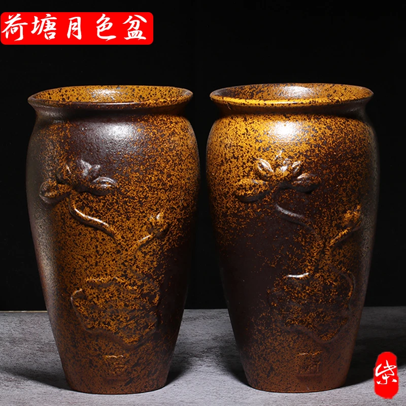 复古柴烧盆绿植多肉法师老桩盆陶罐粗陶瓷清仓特价大口径透气花盆