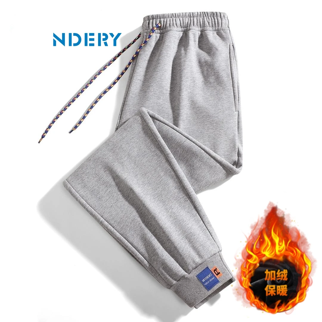 NDERY秋冬季加绒休闲裤运动卫裤男士针织长裤时尚宽松裤子百搭潮