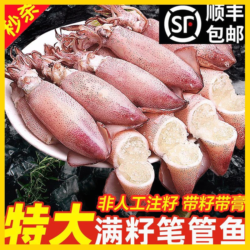 母管鱿鱼【两盒装】东山岛带籽满籽母管手钓鱿鱼速冻笔管鱼海兔膏鱿