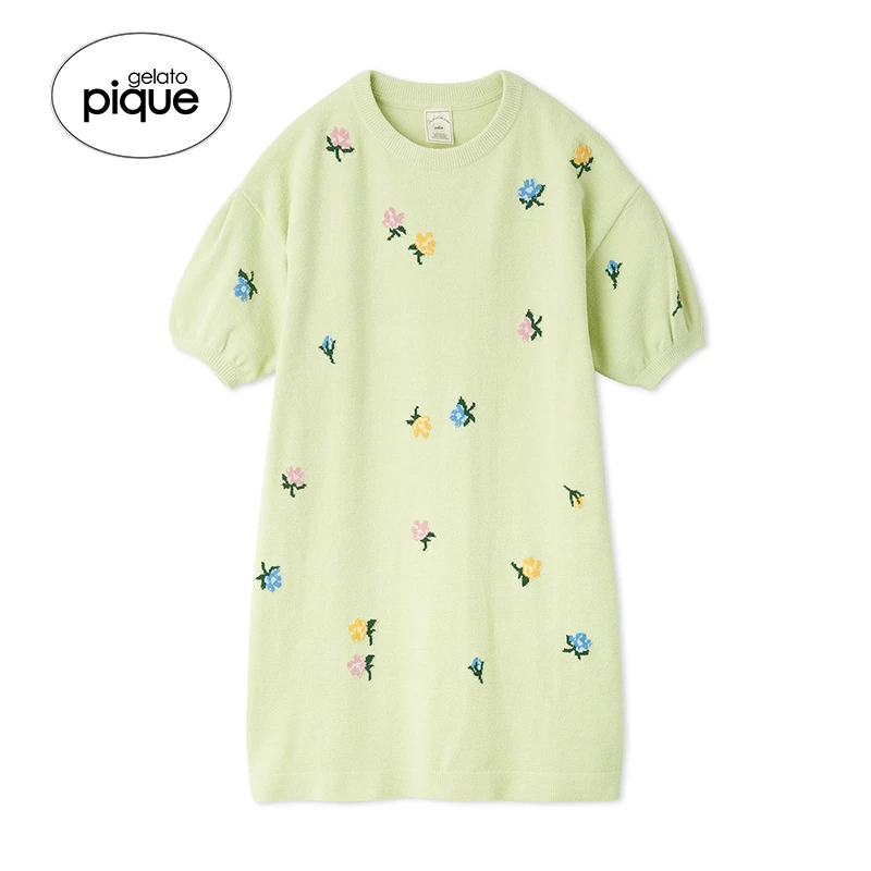 gelato pique24早秋新品女睡裙半边绒小花灯笼袖连衣裙PWNO244054