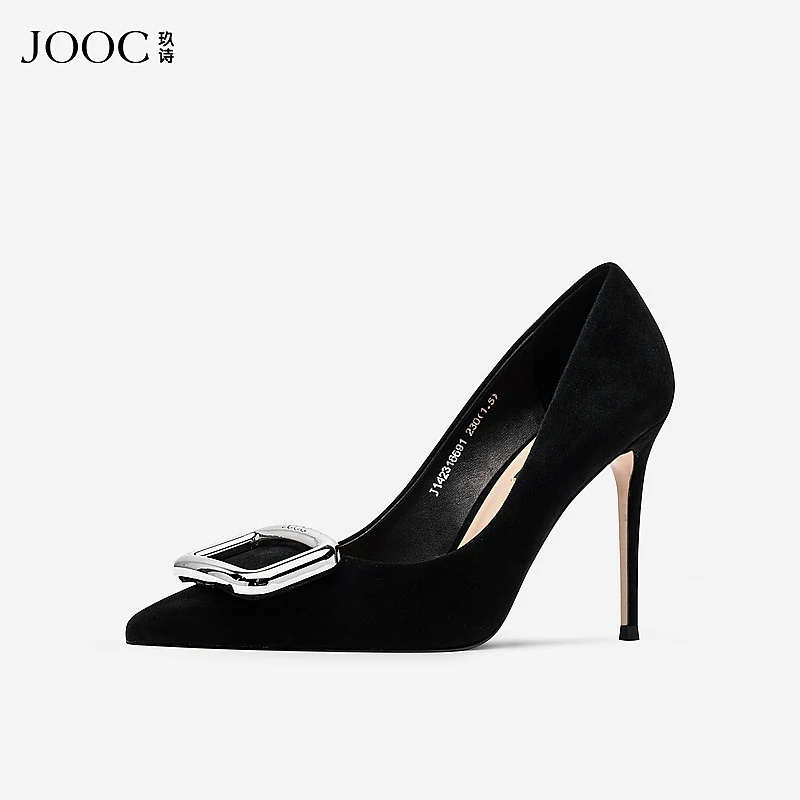 JOOC玖诗尖头高跟鞋女秋冬新款小众时尚性感浅口单鞋6691