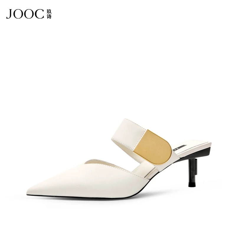 JOOC/玖诗春夏新款包头拖鞋女外穿细高跟穆勒鞋凉鞋时尚5960