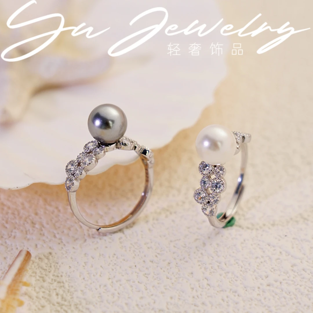 非金属仿珍珠戒指 S925纯银施加珠珠戒指高级感气质新款DY1002