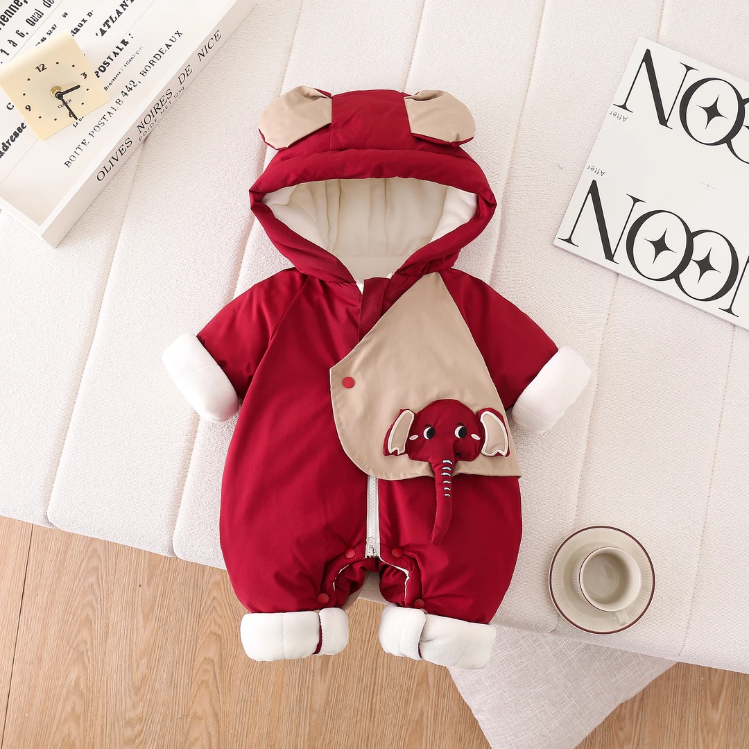 【小飞象】婴儿冬季加绒加厚连体衣棉服宝宝衣服超萌可爱冬装外出服