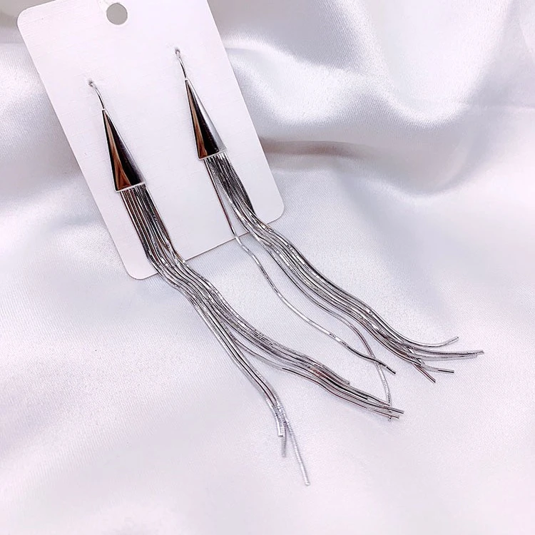 925银耳饰 纯银耳饰[流光影]简约百搭长款流苏耳环高级感气质耳饰