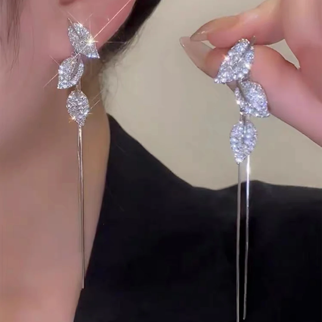 925银耳饰 一款两戴时尚气质轻奢百搭款金枝玉叶耳钉流苏耳环耳线