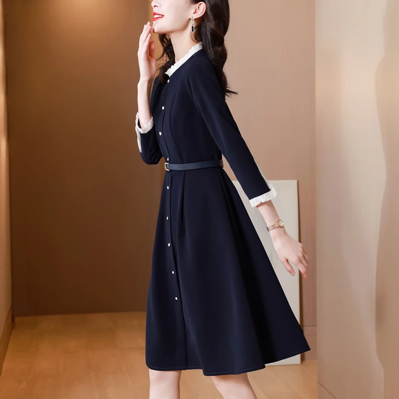 连衣裙子女装早春秋季2025年新款爆款小个子洋气长袖气质a字长裙