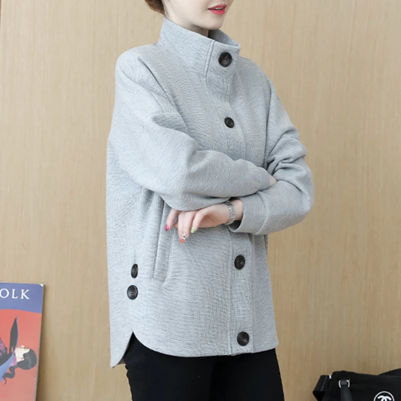 大码立领卫衣开衫女士春秋冬2025新款时尚洋气小个子休闲短款外套