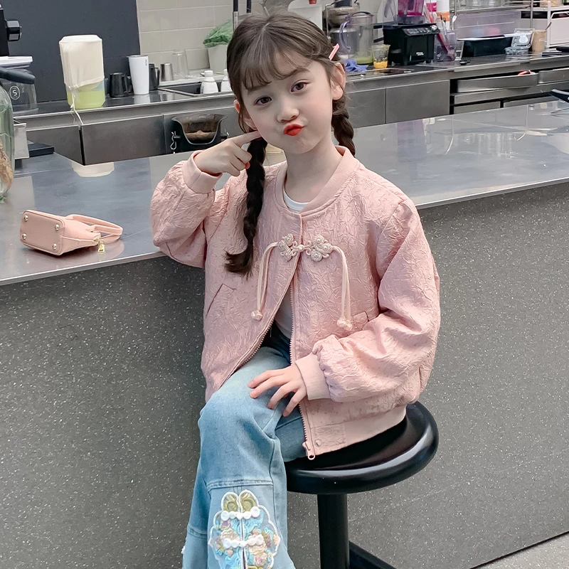 女童国风外套春装2025新款儿童洋气时髦夹克女孩中式上衣WT-7547