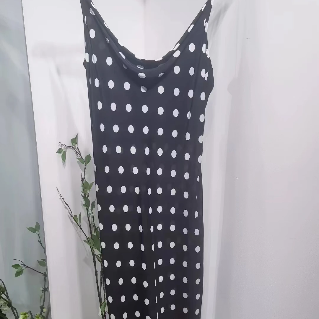 2024夏季新款真丝波点吊带连衣裙
