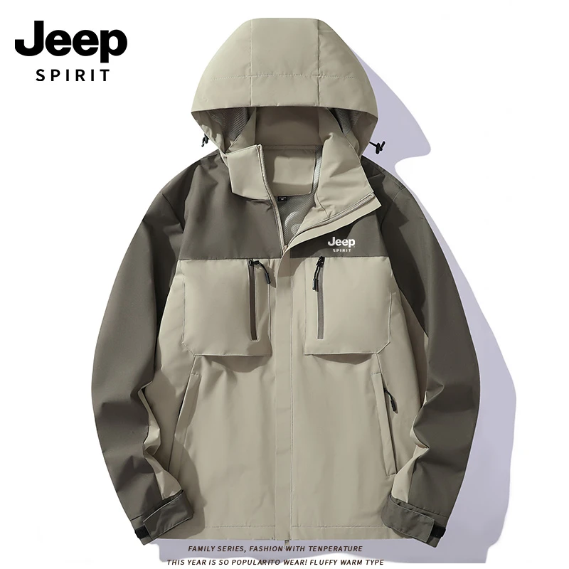 JEEPSPIRIT吉普春秋季正品冲锋衣男款防风夹克衫休闲百搭登山外套