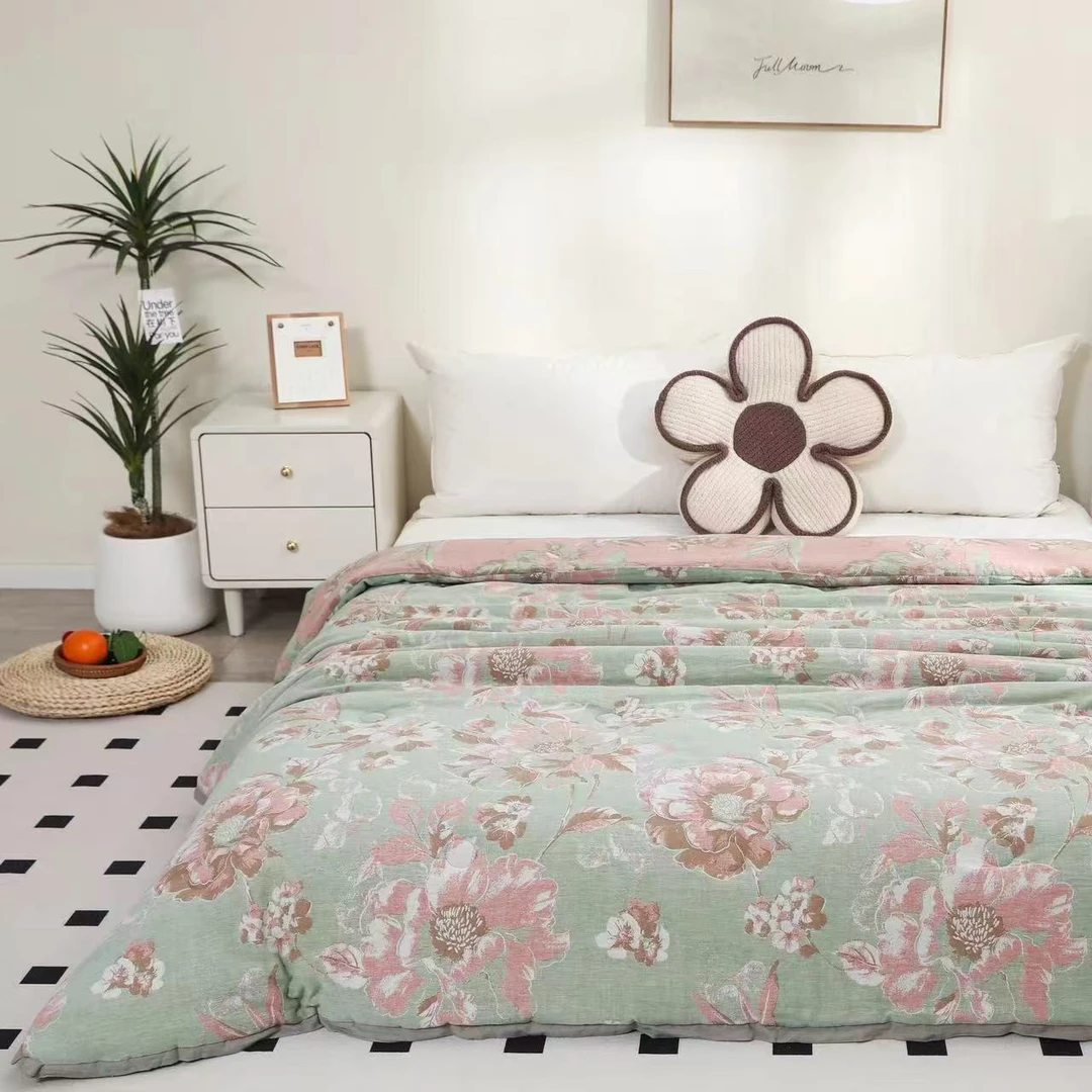 JFAN（花开绽放）200cm*230cm 高端双层纱纯棉柔软保暖可机洗大豆被