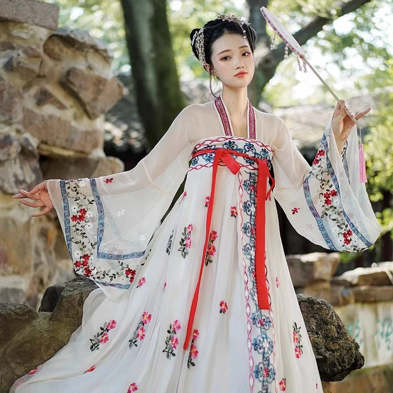 侯马e购 陛下兰他惜原创刺绣白月光汉服飘逸连衣裙改良汉元素长裙