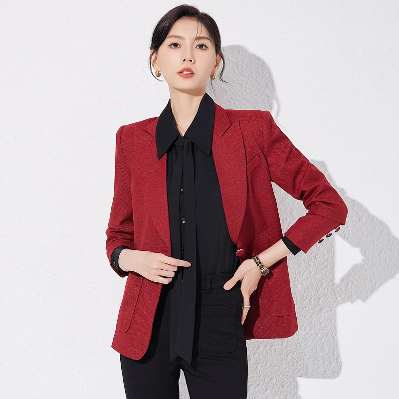 红色西装套装女气质女神范高端休闲通勤西服外套气质职业装工作服