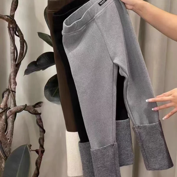 冬季一体女童修身针织裤 韩版洋气可拆卸袜套弹力打底裤5603加绒