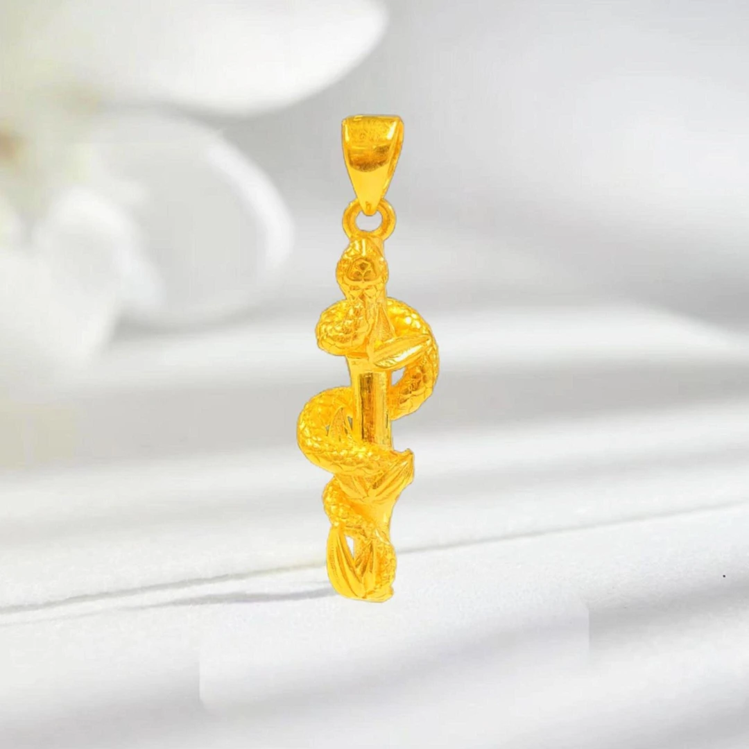 中匠福黄金•新国潮 灵蛇权杖足金吊坠经典简约百搭传承精美礼物