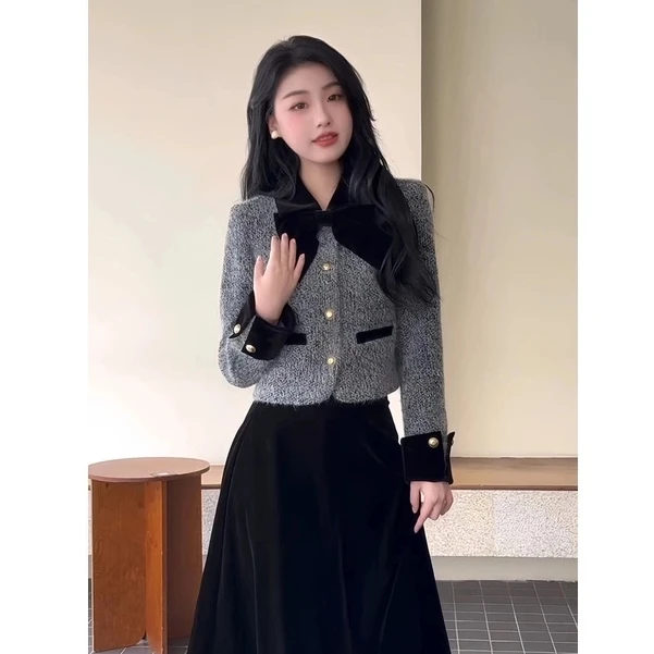 2024秋冬加厚法式小香风毛感时尚气质女新款高级感毛呢短外套