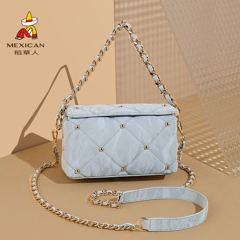 稻草人包包女款高级感单肩斜挎包枕头时尚流行百搭上班通勤盒子包