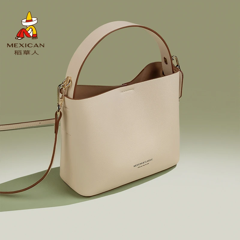 稻草人包包女包2025新款时尚水桶包子母包手提大容量托特包单肩包