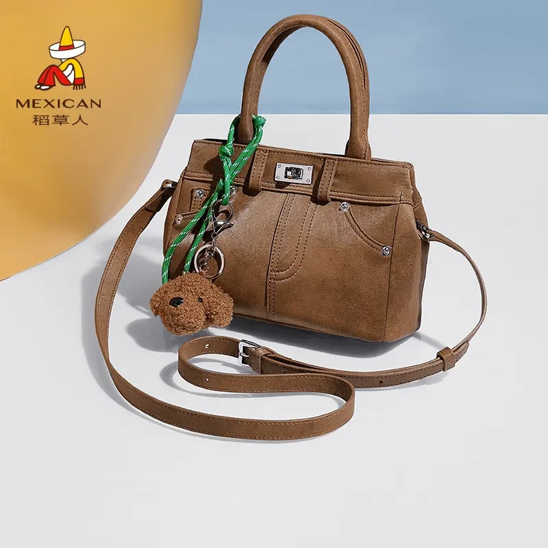 稻草人官方正品24年秋冬新款女包百搭手提包牛仔口袋包斜挎包通勤