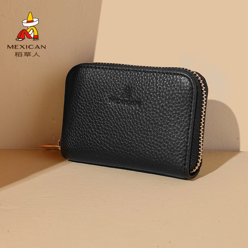 稻草人钱包女士新款精致卡包女士牛皮证件卡包女多卡位小巧零钱包